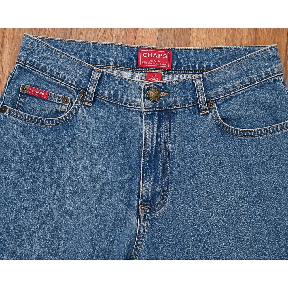CHAPS DENIM Y2K BOOTCUT JEANS WOMENS 10 LIGHT WASH MID RISE - Picture 3 of 8